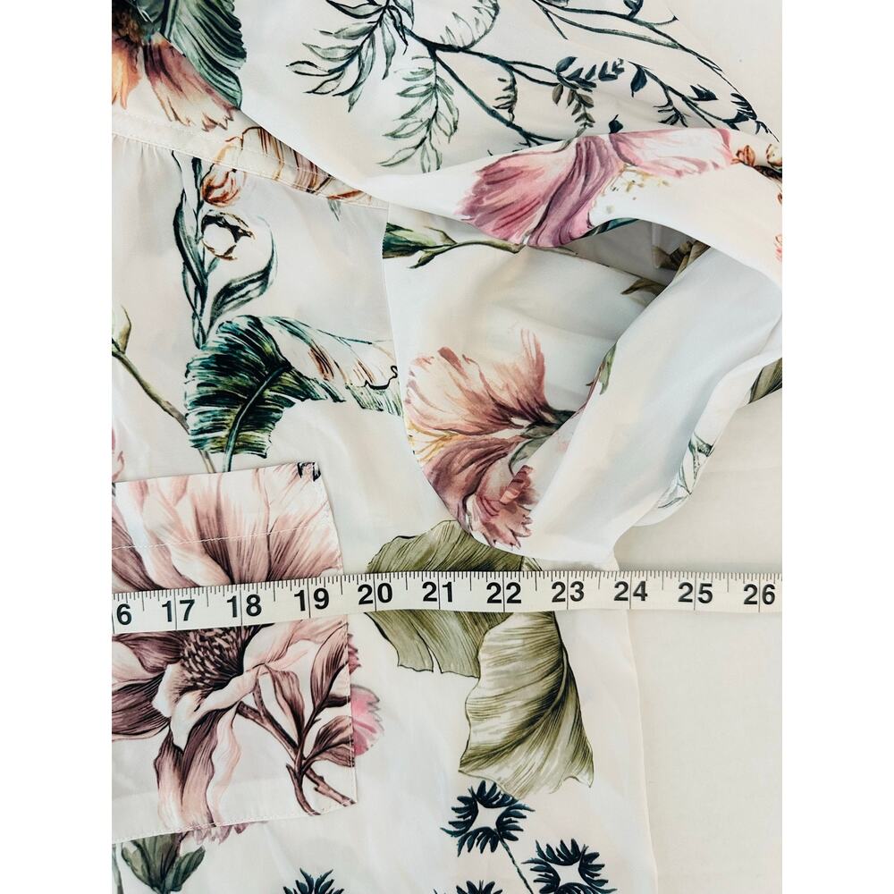 By Anthropologie Relaxed Long-Sleeve Floral Shirt Blouse Pearl Botanical L - Picture 8 of 10